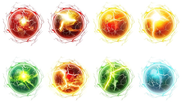 Esferas de energia brilhante com efeitos de plasma elétrico