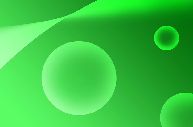 Esferas de vários tamanhos 3D de cor verde néon gradiente