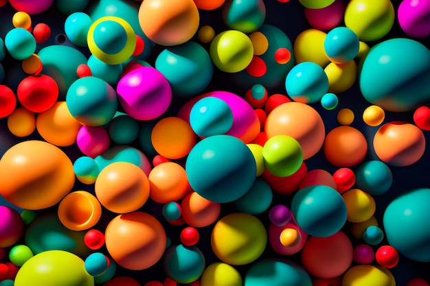 Foto esferas multicoloridas abstratas design de fundo moderno modelo moderno de bolha generative aixa