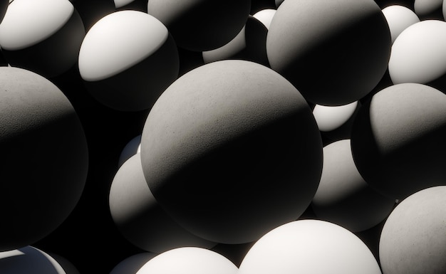 Esferas con textura 3d en un ambiente oscuro