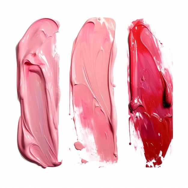 Esfregón de lápiz labial rosa sobre fondo blanco Elemento para el diseño cosmético de belleza