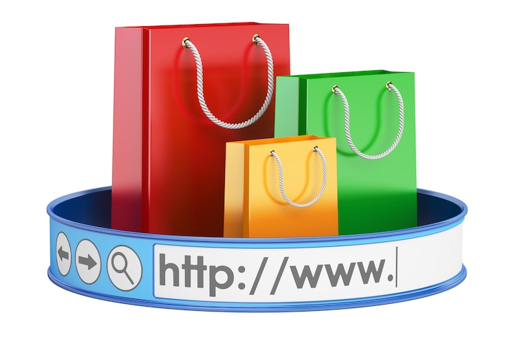 Foto eshopping concepto de compras en línea renderizado 3d