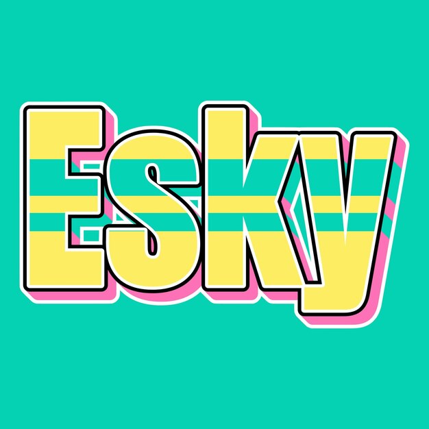 Foto esky typography diseño 3d vintage de los años 90 texto de fondo de color rosa amarillo foto jpg