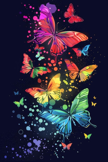 El eslogan gratuito en vivo con una ilustración vectorial de mariposa colorida