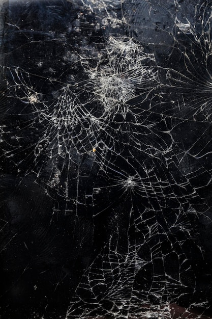 Foto esmagado quebrado tela quebrada de um smartphone móvel