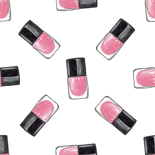 Esmalte rosa aquarela sem costura padrão em branco