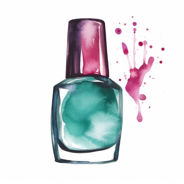 Esmalte de uñas de acuarela Ilustración AI GenerativexA