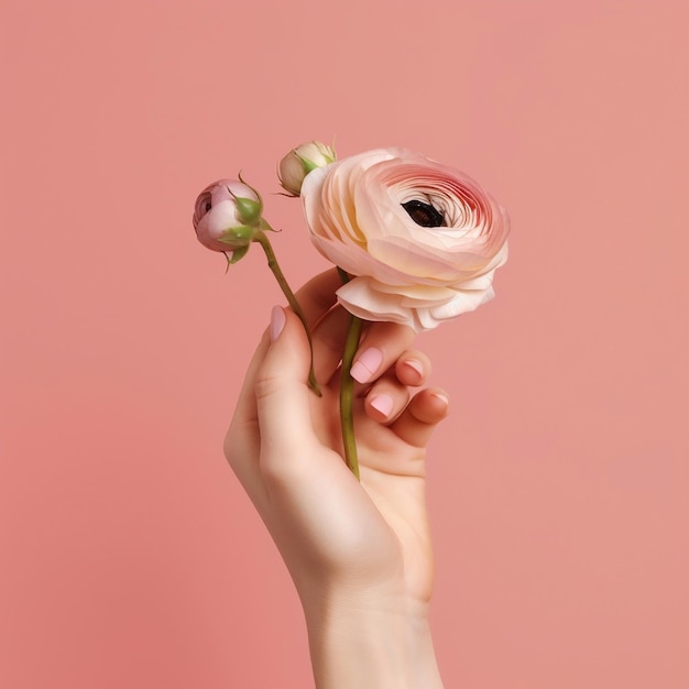 Esmalte de uñas desnudo con IA generativa de Ranunculus