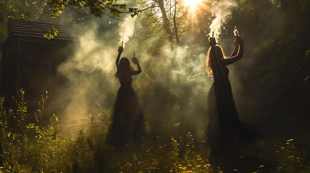 Esotérico primavera equinoccio ritual magia misticismo ofrenda en la naturaleza