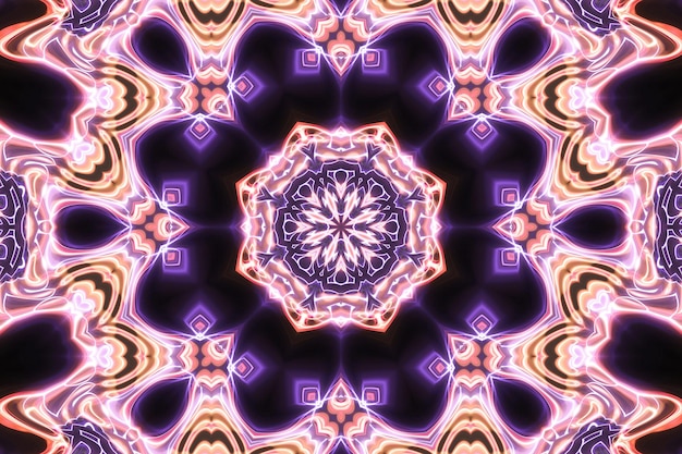 Esoteruc magia neón brillante mandala geométrico fantasía fractal Resumen antecedentes