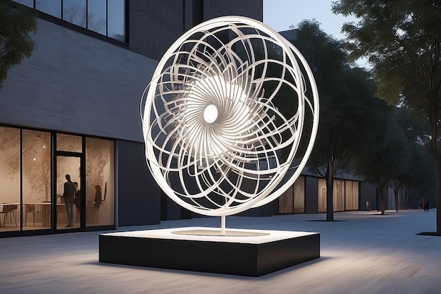 un espacio al aire libre con iluminación y maqueta de sonido receptiva con espacio vacío blanco en blanco para colocar su diseño