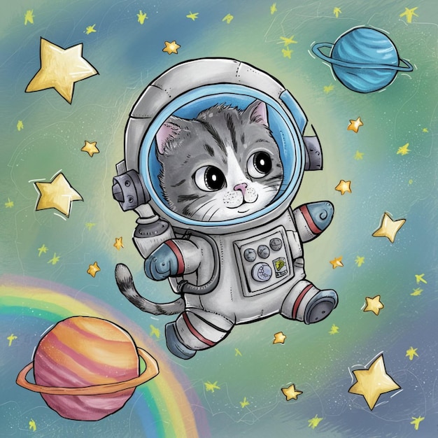 Foto el espacio del astronauta gato