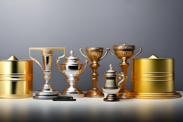 Espacio en blanco para texto con cinta de trofeos y medallas que rodean el fondo de color