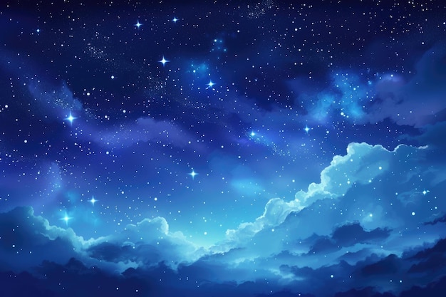 El espacio del cielo nocturno con nubes y estrellas