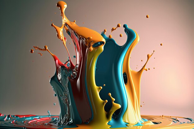 Espacio de copia de fondo abstracto de salpicaduras de pintura líquida colorida