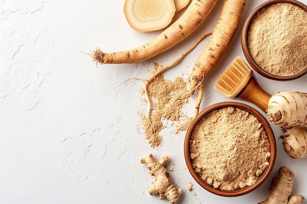 Foto el espacio de copia del ginseng indio