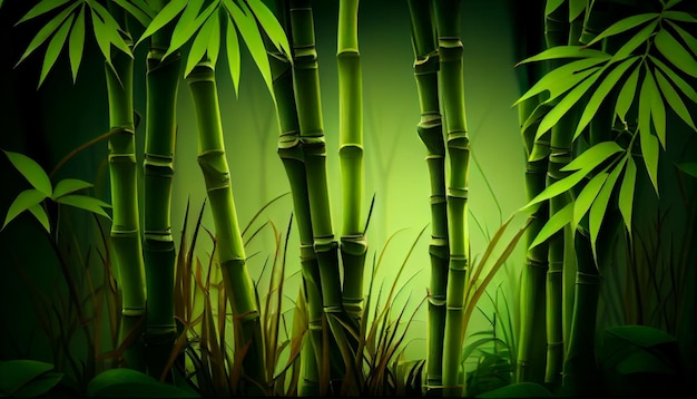 Espacio de copia horizontal de ilustración de fondo de bosque de bambú verde