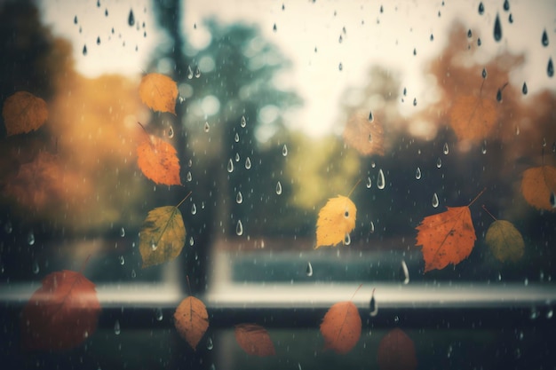 Espacio de copia de lluvia de otoño