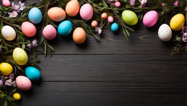 espacio de copia de Pascua con fondo de madera único