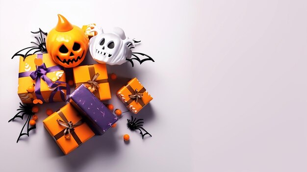 El espacio de copia de la tarjeta de Acción de Gracias de Halloween con el elemento de Halloween aislado en el fondo