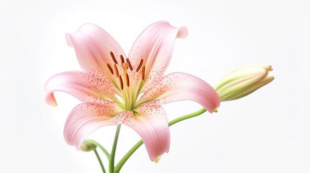 Foto espacio de copia de tarjeta de felicitación de flor de lirio rosa ai generado