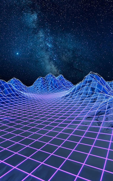 Espacio digital con líneas brillantes renderización 3D