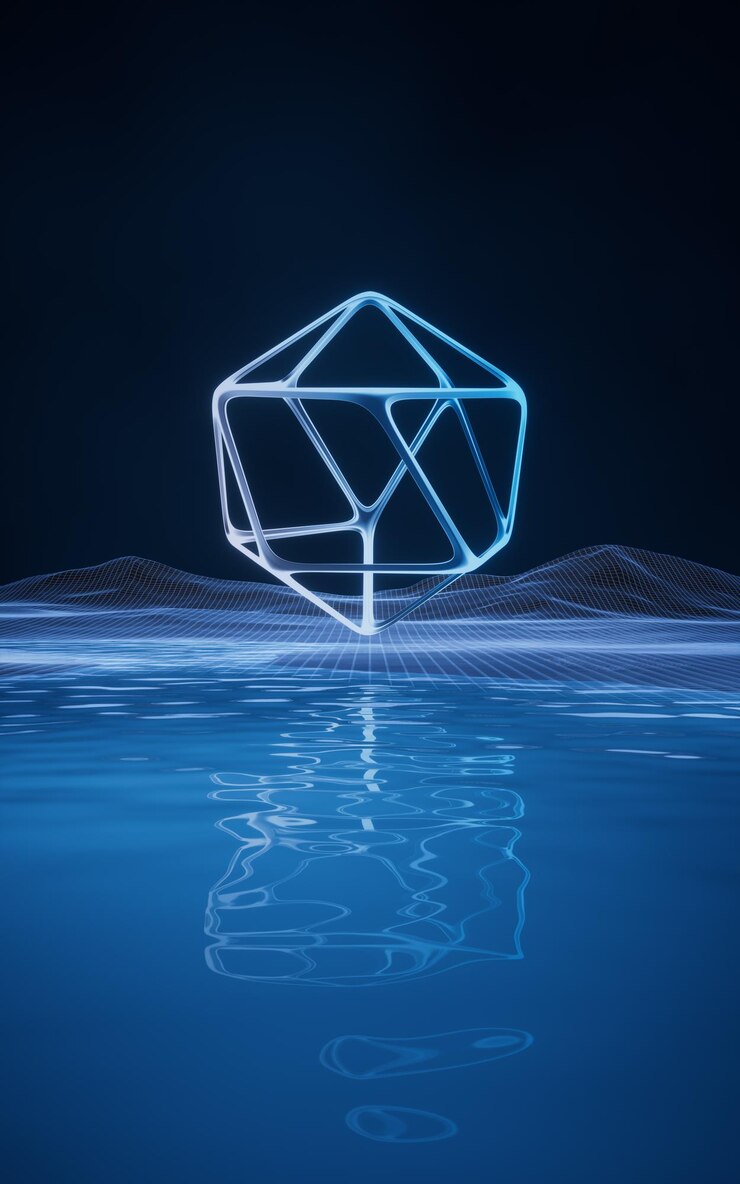 Foto espacio digital con renderizado 3d de marco geométrico