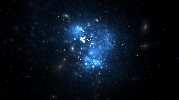 Espacio distante miles de millones de estrellas planetas y galaxias en el universo La luz de estrellas distantes en el espacio profundo un viaje a través del universo 3d render