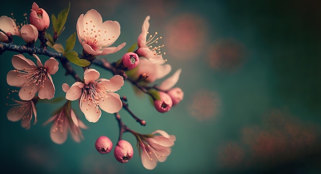Espacio elegante y limpio con un toque de flor de cerezo rosa Perfecto para texto o marcador de posición de redacción publicitaria