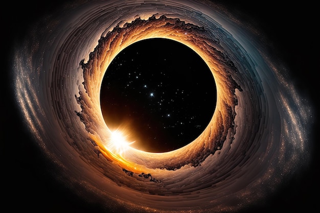 Espacio entre estrellas un agujero negro una singularidad y una visión de un agujero negro en el futuro