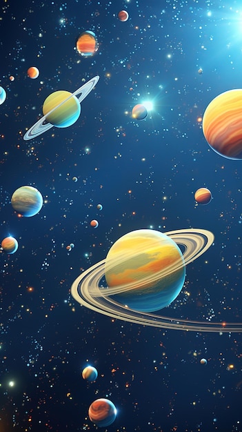 espacio con estrellas y planetas flotantes pixar