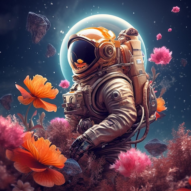 espacio con flores extraterrestres