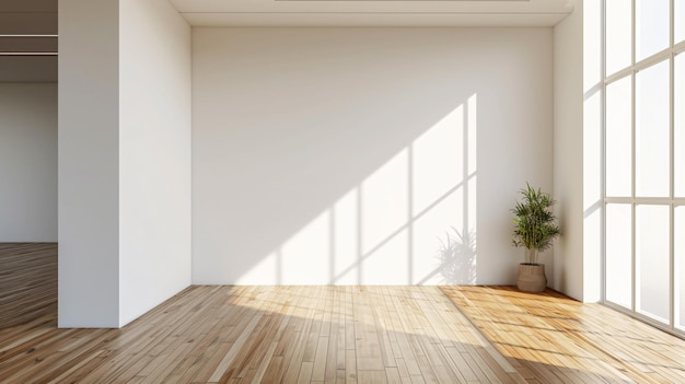 Espacio interior con suelo de madera y espacio en blanco