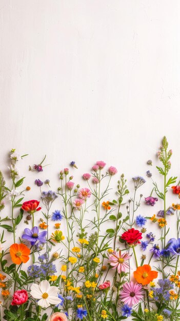 espacio libre para el estandarte del título con un borde de varias flores dispuestas en una fila