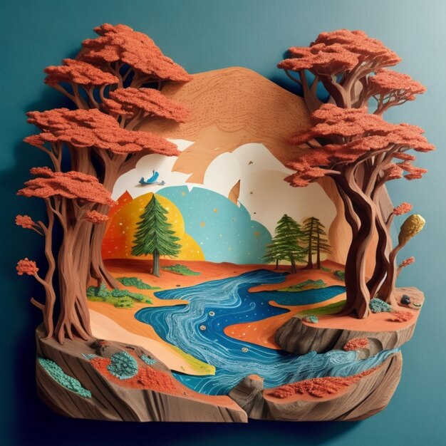 espacio naturaleza árbol tierra océanos papel arte color