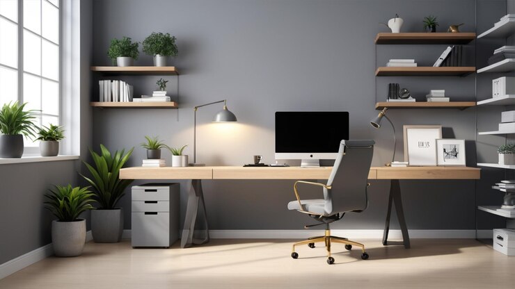Espacio de oficina elegante con líneas limpias