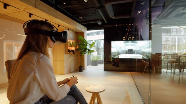 Foto espacio de oficina de realidad virtual