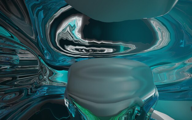 Espacio público de varios niveles interior con gafas degradadas blancas y de colores abstractos con ventana modelo 3d