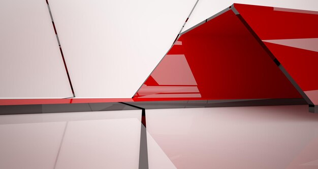 Espacio público de varios niveles interior con gafas degradadas blancas y de colores abstractos con ventana modelo 3d