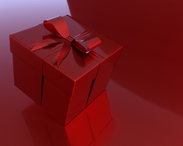 Espacio rojo de la caja y de la copia de regalo para su texto.