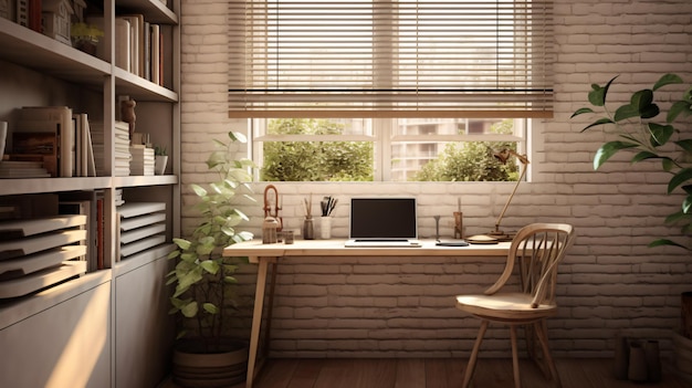 espacio de trabajo agradable con una ventana y horizontal