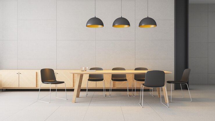 espacio de trabajo co - interior moderno y loft / 3D