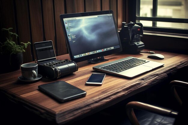 El espacio de trabajo empresarial, la oficina, el escritorio, la configuración, el bloque, el 1 y el 0jpg.