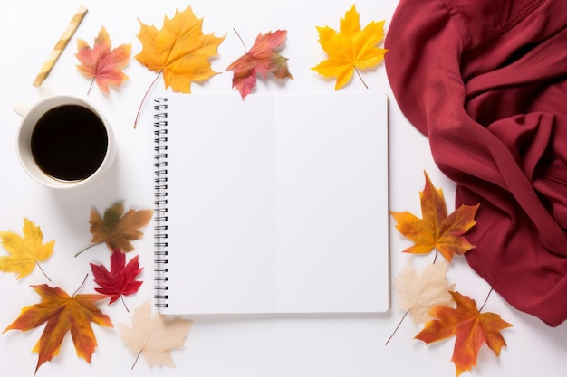 Espacio de trabajo de otoño inmersivo Estética plana de la estética del cuaderno de un bloggerTeclado sudoroso de un freelance