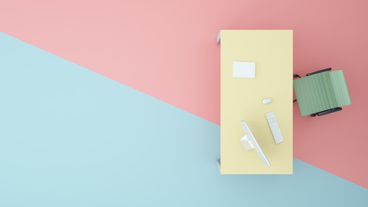 Foto espacio de trabajo plan superior de fondo - representación 3d