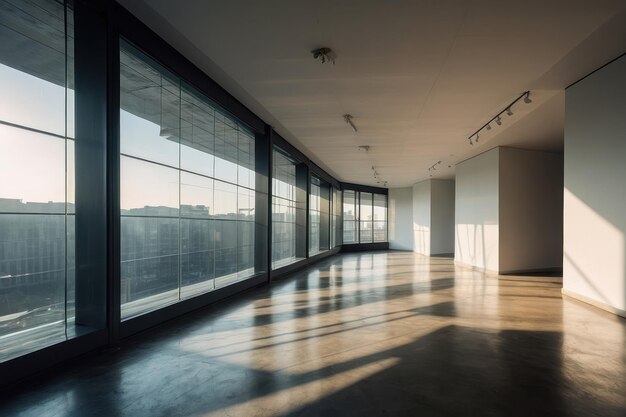 Espacio vacío moderno con grandes ventanas