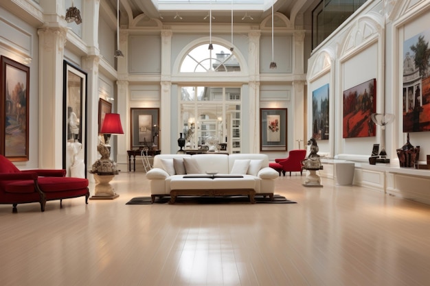 Una espaciosa sala de estar con muebles elegantes y iluminación natural
