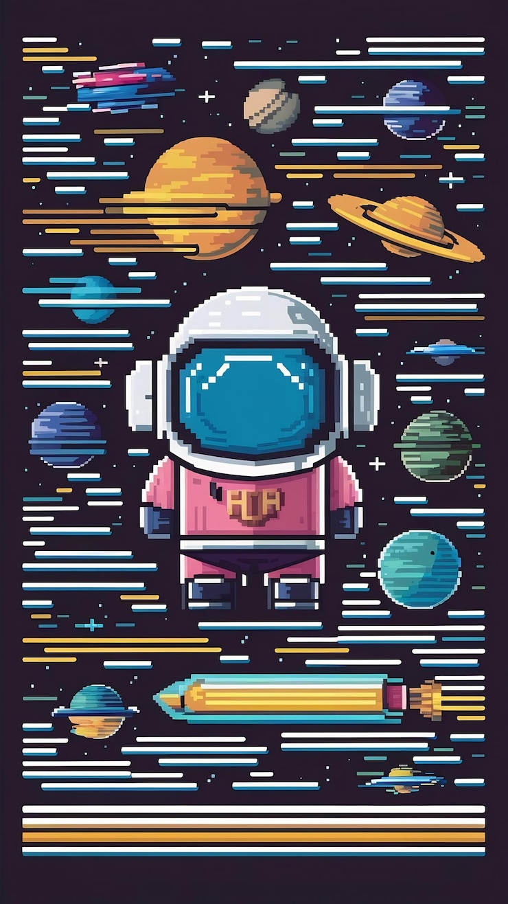 Foto espaço de ativos de arte de pixel 16 bits 8 bits retro vintage