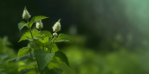 Espaço de cópia de flor de urtiga fundo desfocado IA generativa