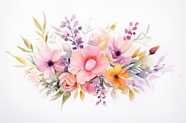 Espaço de cópia de maquete de aquarela de buquê de flores